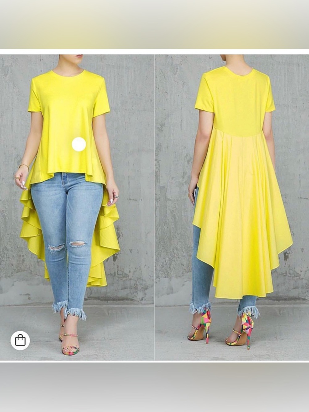 YELLOW HIGH LOW TOP MED LARGE TUNIC